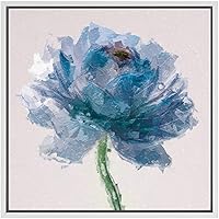 SIGNWIN Framed Canvas Wall Art Blue Ranunculus with Pink Background Floral Flower Oil Painting Impressionism Modern Closeup Expressive for Living Room, Bedroom, Office - 16