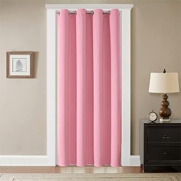 GYROHOME Pink Grommet Solid Doorway Curtains, Drapes Blackout Room Darkening Treatment, Single Panel, for Doors Windows-66x72inch