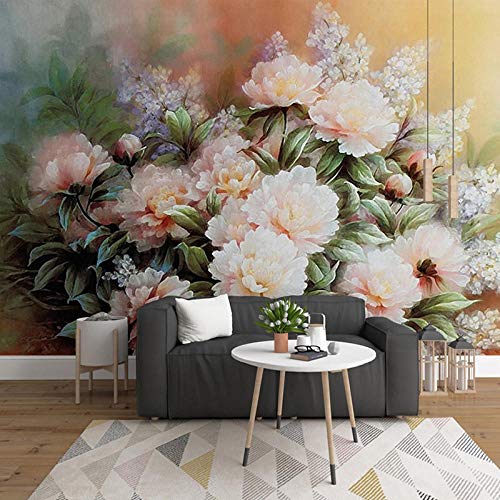 IWJAI fotomurales decorativos pared Pintado a mano acuarela flor. Fotomurales Decorativos Pared 3D Póster Sala de Estar Dormitorio TV Fondo Papel Pintado 3D Fotomurale 3D Tv Telón De Fondo Pared Cover