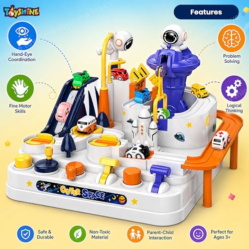 Image of Toyshine Space Orbit Challenge Adventure Cars Track Toys for 3+ Year Old Boys Girls, City Rescue Preschool Educational Toy Vehicle Puzzle Car Track Playsets for Toddlers