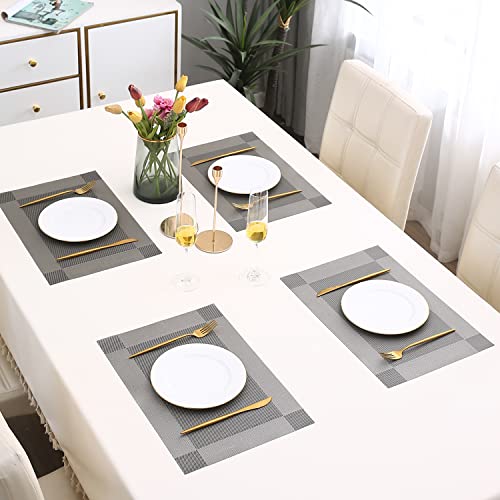 Image of HOKIPO PVC Placemats Set of 4 - 45x30 cm (AR2753),Grey
