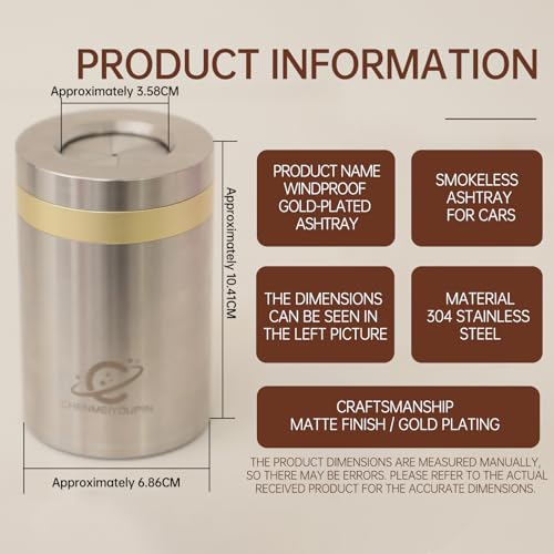 Image of Mechanical Gear Car Ashtray With Lid Unisex Portable Car Travel Deodorant Windproof Removable Smokeless Self-Extinguishing Cigarette Ashtray Cup Holder (Bright color)