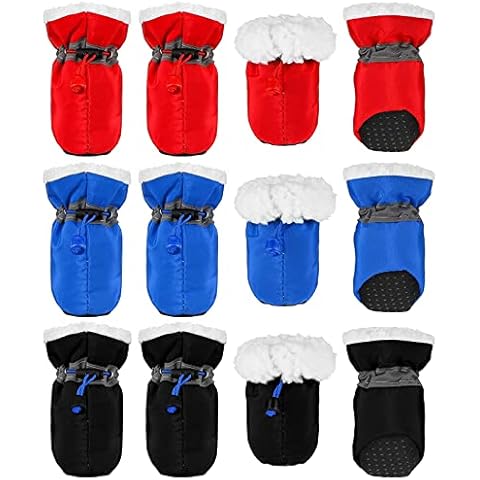 Weewooday 12 Pcs Dog Boots Adjustable Drawstring Puppy Boot Waterproof Anti Slip Dog Paw Protector Breathable Dog Boots with Soft Sole for Small Dog Puppy(Size 4) Cover