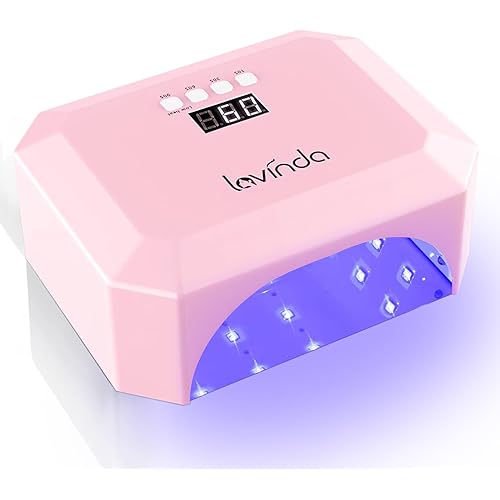 Lavinda Cordless Nail Lamp, UV LED Rechargeable Nail Lamp 56W Nail Dryer for Gel Polish, Professional Nail Light with Removable Metal Bottom, Pink