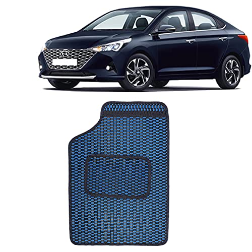 Image of Kingsway Dotted Design Car Floor Foot Mats Universal Fit for Hyundai Verna, Model Year : 2020 Onwards, Water and Dustproof, Color Blue, Set of 5 Pieces