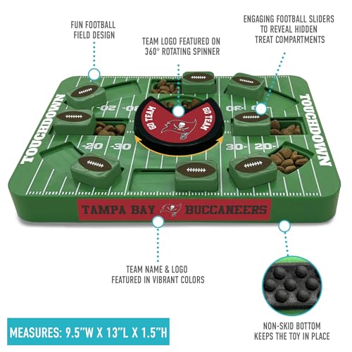 Image of Pets First NFL Tampa Bay Buccaneers Large Puzzle Toy for Dogs, Slow Feeder Board for Pets, New Bigger Size, Interactive Doggie Treat Toy