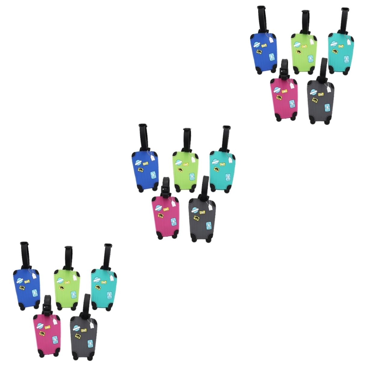 LIFKOME 15pezzi Targhette Da Viaggio Silicone Design Forma Di Valigia Etichette Per Bagagli Con e Indirizzo Accessori Pratici Per Trasporto Blu Verde