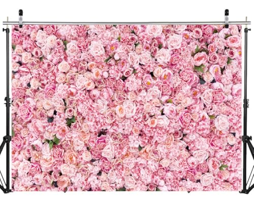 Fondo floral rosa 7x5 ft para fotografía y decoración miniatura 1