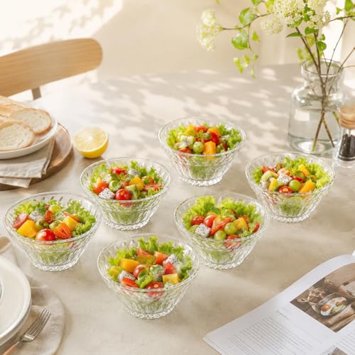 Image of WRINGO Glass Bowl for Kitchen Prep, Dessert, Dips, and Candy Dishes, Cake, Snack Bowl Set of 6 Or Nut Bowls, and Microwave Safe Clear Glass Bowls for Mixing, Storing Size 4.5 Inch (WR-03), 250 ml