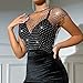 Jokesky Rhinestone Crystal Crop Top, Long Sleeve Mesh Body Chains, See Through Mesh Diamond Fishnet Shirts Outfits