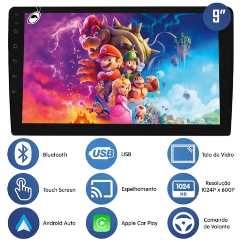 H-Tech Multimidia 9 Polegadas HRV 2015 a 2021 Android Auto CarPlay Comando Volante + Câmera de Ré