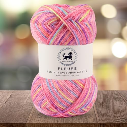 Image of Nestnhaven Acrowools Fleure Hand Knitting and Crochet Yarn. Pack of 1 Ball - 100gms. Shade no - NNHF (Multicolor16) | (500 Gm)