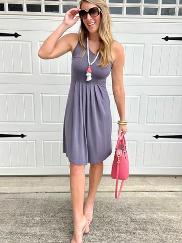 Image of KILIG Women Soft Casual Beach Sundress Floral Pleated Vintage Tank Dress 2026
