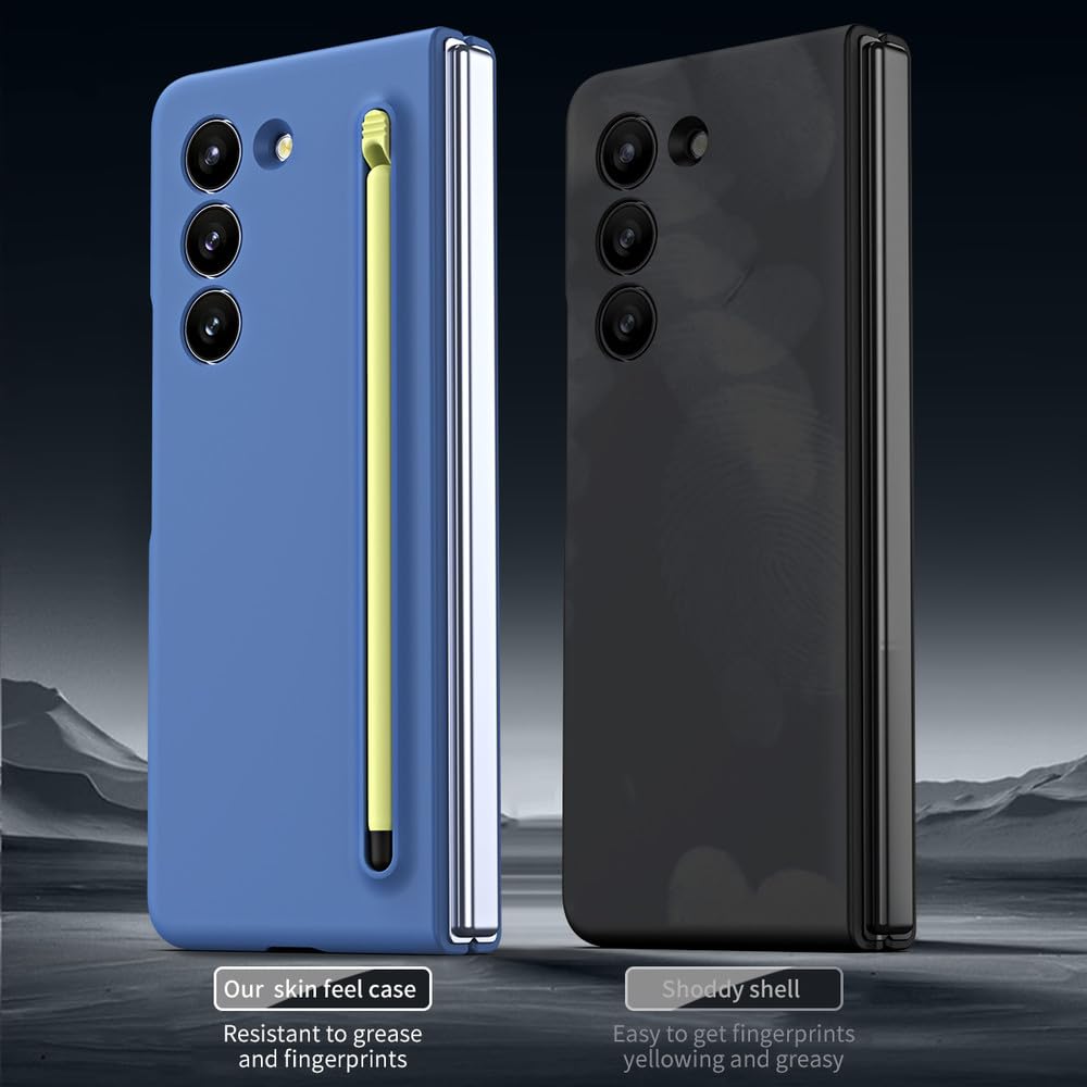 Per Samsung Galaxy Z Fold 6 ZFold6 Custodia Touch Pen colorata con accessori di copertura pieghevole in pellicola temperata, blu scuro, per custodia Galaxy Z Fold 6 con pellicola