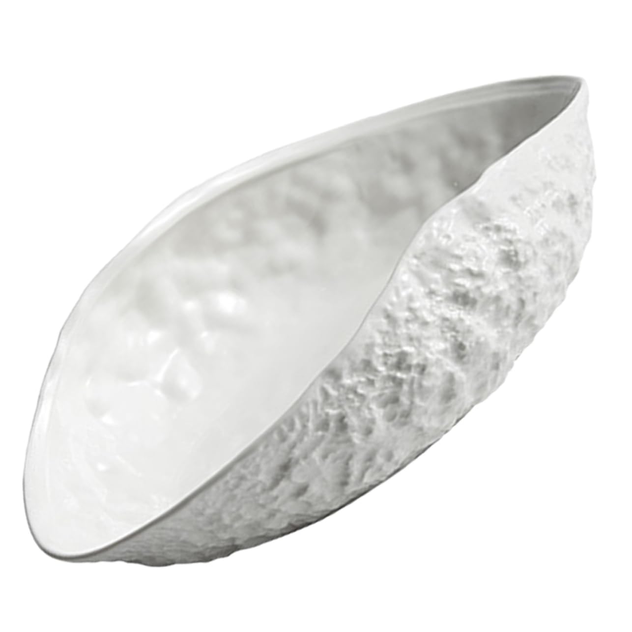 Rock Pattern Shell High-end Decorative Plate for Fruits, Pasta, Nuts, Salad - Ceramic Household Food Tray, Yogurt Bowl, Large Ice Cream Bowl - White