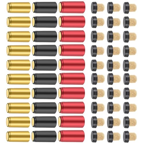 Ciieeo 30Sets Wine Bottle Capsules Heat Shrink Sealing Caps Wine Bottle Cork Tops for Sealing Wine Bottles for Home Brewing and Tasting Events