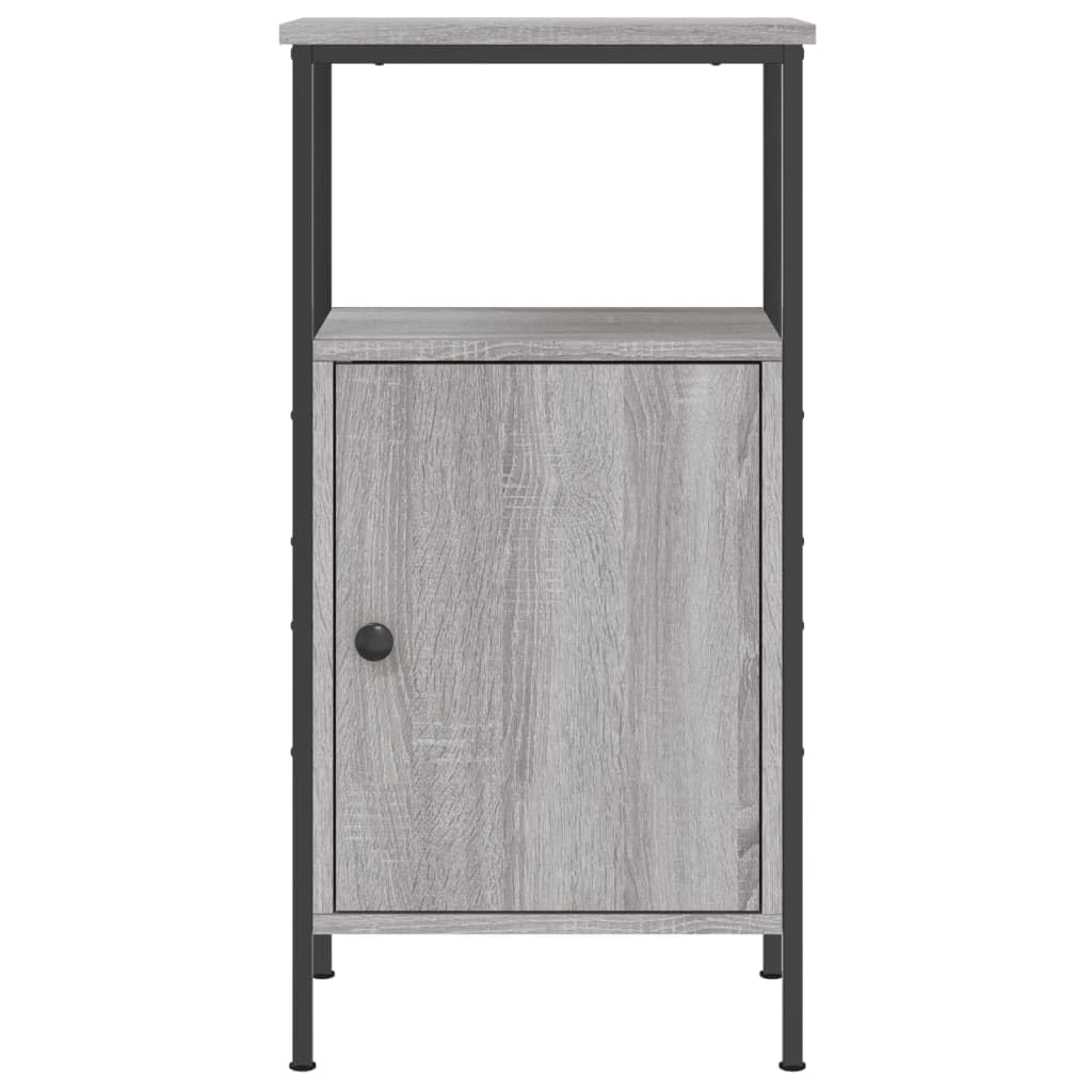 Nachttisch Grau Sonoma-Eiche 41x31x80 cm, Holzwerkstoff, industrielles Design, Stabiler Eisenrahmen, verstellbare Beine, vielseitiger Stauraum für Schlafzimmer und Wohnzimmer