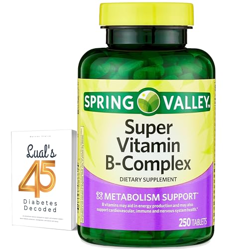 Spring Valley Super Vitamin B Complex Calcium Carbonate Ascorbic Acid 250 Tablets Bundle with Luals 45 Diabetes Decoded