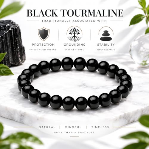 REBUY Black Tourmaline Bracelet 8mm, Pack of 1 - Image 3