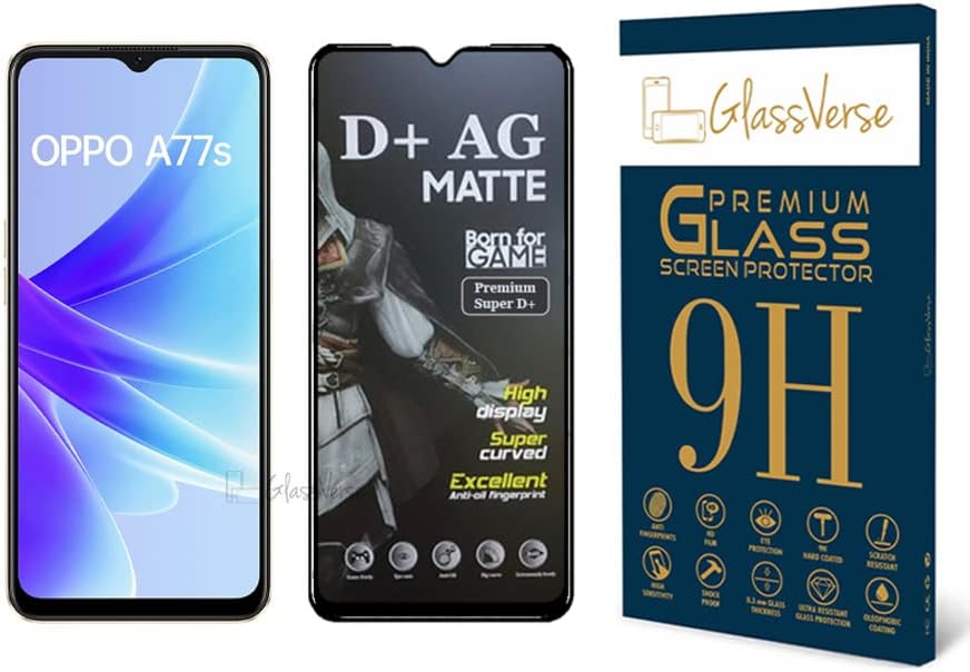 D+ Matte Tempered Glass With 18H Hardness For Oppo A77S Smartphone(Pack Of 1) With Free Installation Kit Full Screen Coverage If Received Damaged-6.56 Inch