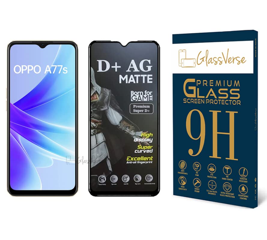GlassVerse D+ Matte Tempered Glass With 18H Hardness For Oppo A77S Smartphone(Pack Of 1) With Free Installation Kit Full Screen Coverage If Received Damaged-6.56 Inch