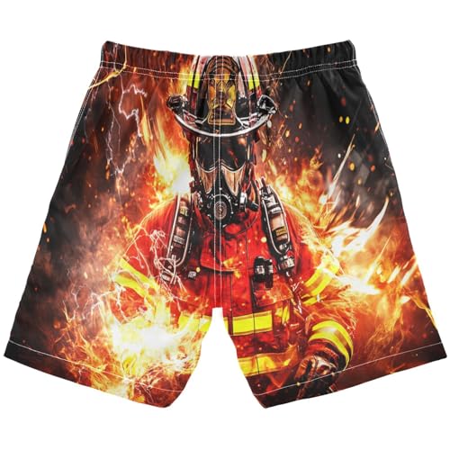 Boys Beach Board Shorts Fire Firefighters Real Swim Trunk Teen Swimwear 8-16Y Multicolor2