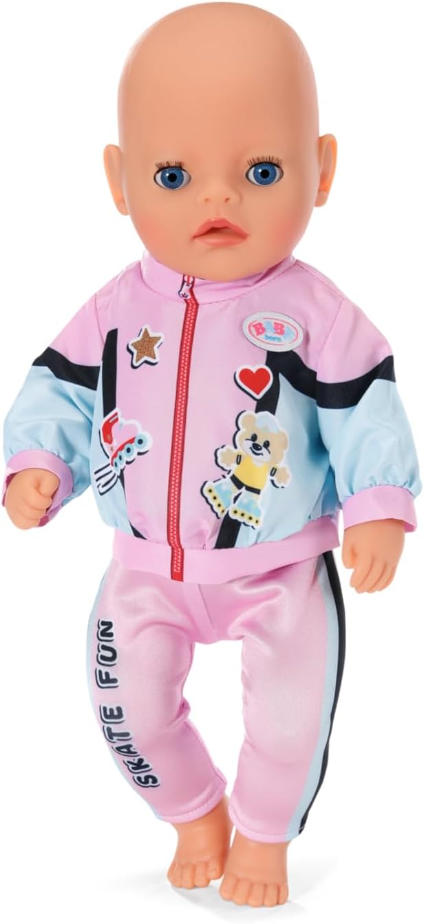 BABY born Little Jogging Suit 836347 - Two-Piece Suit with Trousers, Jacket and Pendant for 36 cm Dolls - For Children to Dress Independently - From 1 Year