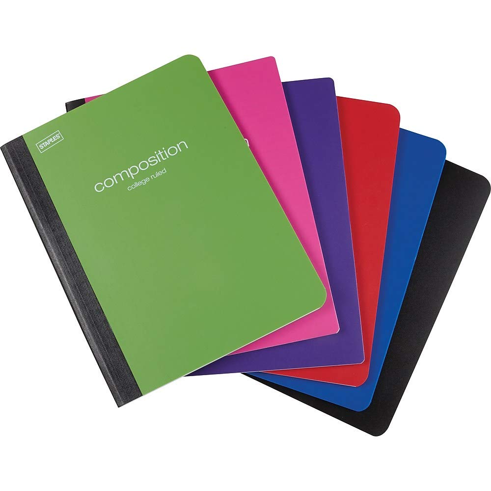 STAPLES 2072488 Poly Composition Notebook College Ruled Assorted 24 pack