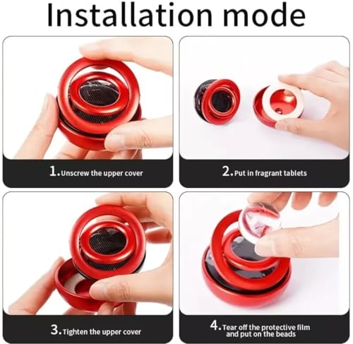 Image of Car Solar air freshener, rotatable air Purifier, Diffuser Car Decoration Accessories for car and Home Interior Fragrance (Red, Cologne)