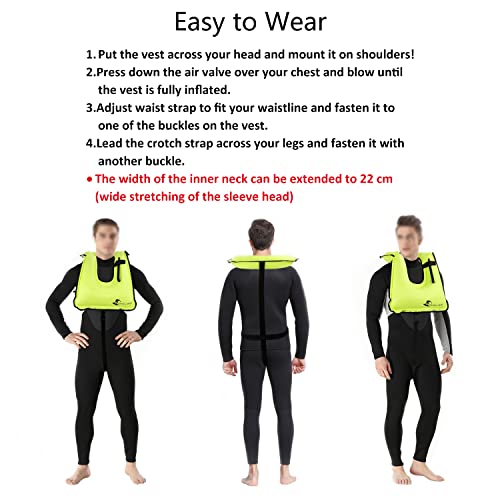 FORWEWAY Snorkel Vest Inflatable Buoyancy Vests for Portable Kayaking Buoyancy Vest for Drift Rescue,Rowing,Sailing,Snorkeling,Swimming,Outdoor Water (Green) - Image 4