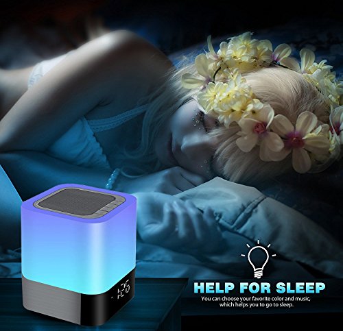 Wamgra THZ-DY28 PLUS Alarm Clock Bluetooth Speaker Night Light Bluetooth Speaker,Touch Sensor Bedside Lamp,Dimmable Warm Light & Color Changing Rgb Led Table Lamp Mp3 Music Player thumb #6