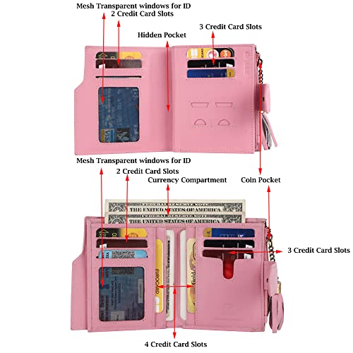 Image of Zeetap Wallets for Women - Genuine Leather Ladies Wallet - RFID Wallet for Ladies | Gift Wallet for Women and Girls - Female Zipper Wallet (Mauve Pink)