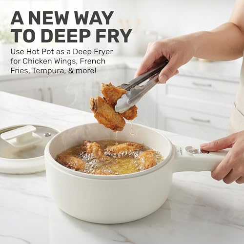 Image of Ceramax PRO 2.5L Electric Hot Pot with Lid & Steamer, All in 1 Non Toxic Ceramic Cooker Skillet Hotpot and Deep Fryer Pot for Ramen, for Dorms, Camping, RVs, Adjustable Temp. - New Improved 2026 Model