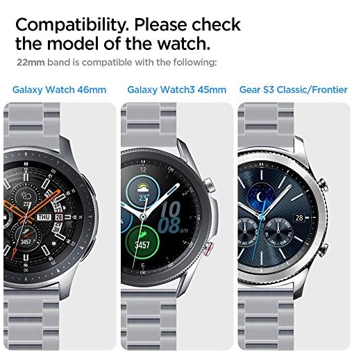 Spigen Modern Fit for Samsung Galaxy Watch 3 Strap 45mm, Galaxy Watch 46mm and other smartwatch models compatible with 22mm Strap Band -Silver - Image 3
