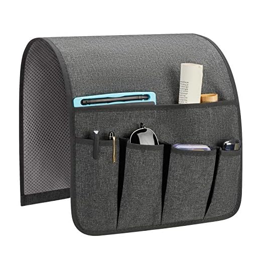SYSOV Sofa Armrest Organizer, Remote Control Holder for Recliner Couch, Arm Chair Caddy with 5 Pockets for Magazine, Tablet, Phone, iPad