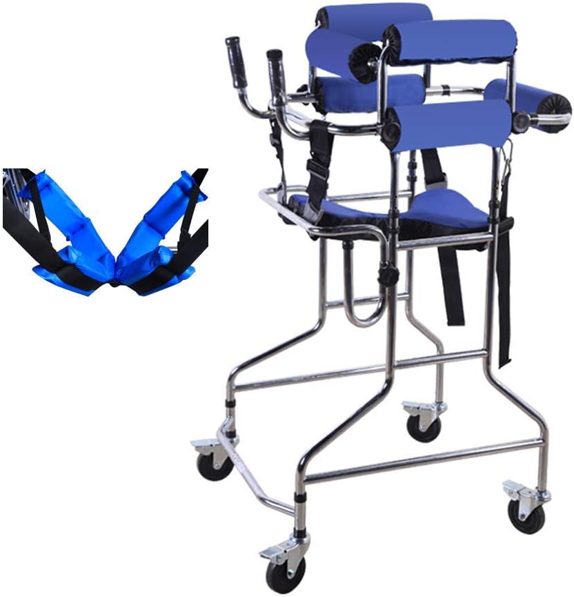 HTLLT Walking Aid Medical Instruments Walker Foldable Adult with Brake Function and 4-Wheel Drop-Proof Height-Adjustable Double-Squat Under-Supporting Walking Frame for Elderly and Disabled,84 Rounds : Health & Household