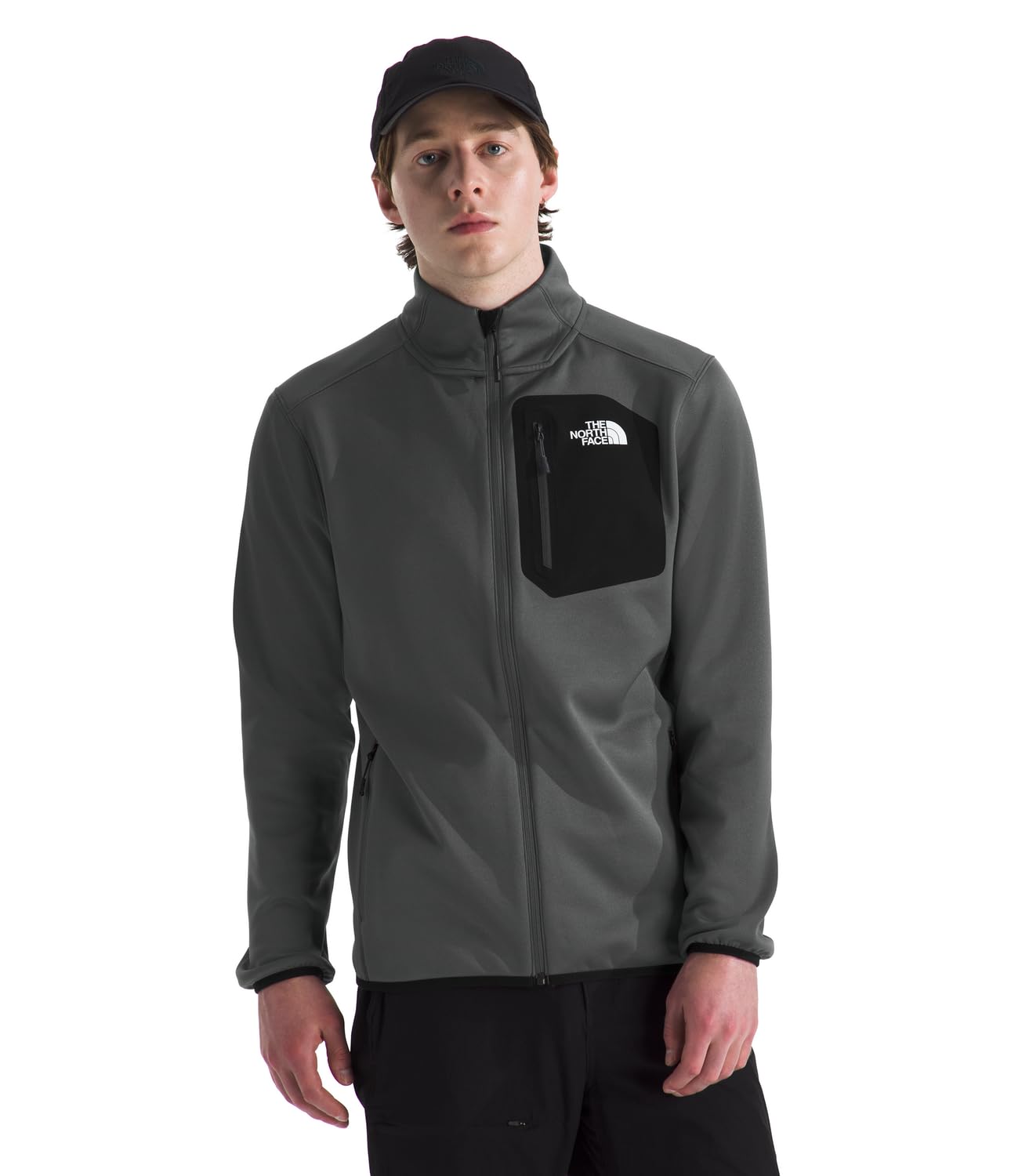 THE NORTH FACE Men's Crest Full Zip Jacket | Water Repellent Fleece Coat, Double Layer Stand Collar & Zip Hand Pockets