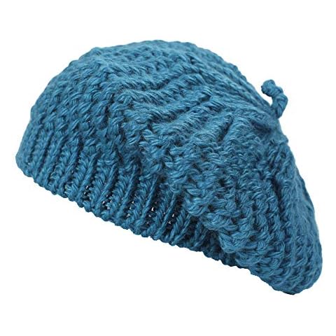 ZLYC Women Cable Knitted Berets Braided Baggy Beanie Winter Wool Warm Hat Blue Cover