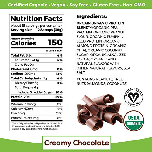 Orgain Simple Plant Protein Powder, Creamy Chocolate - Image 2