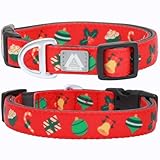 JC HOUSE クリスマス犬の首輪、女の子と男の子のためのかわいいホリデーレッドカラー、反射、ソフトパッド入りネオプレン、完全に調節可能、丈夫で軽量な大型犬の首輪(クリスマス、L)
