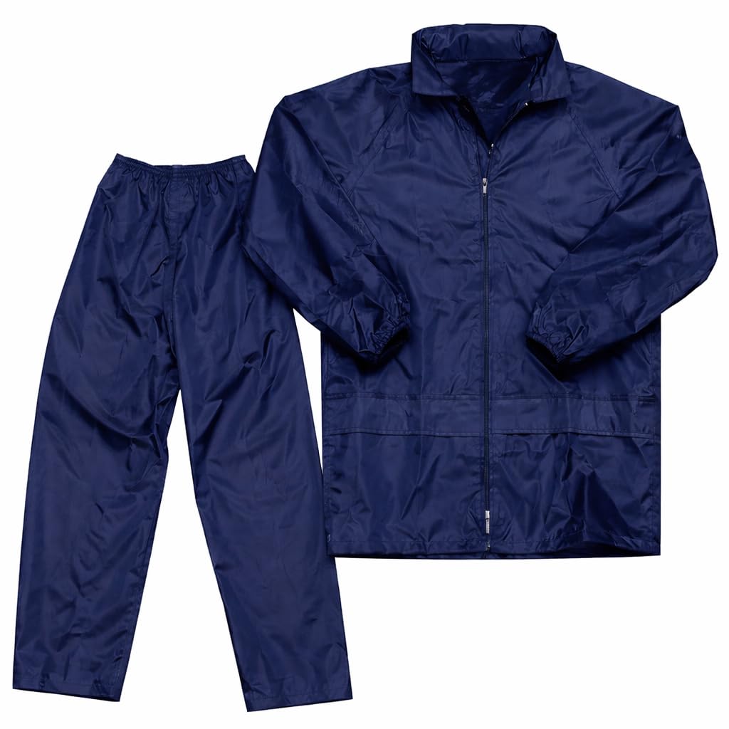 Cool Dealzz Men's Hooded Raincoat Set Waterproof | Jacket Pant Rain Suit | Lightweight | Navy Blue 2
