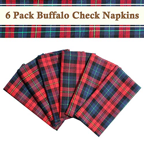 6 Servilletas Grandes Cuadradas Estilo Tartán Rojo miniatura 5