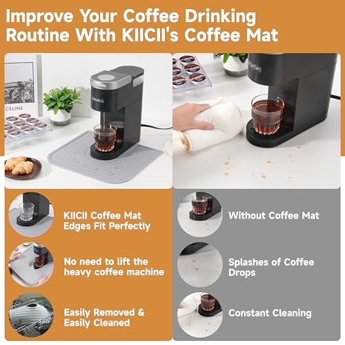 Image of Silicone Coffee Mat for Keurig K-Mini Coffee Maker, Coffee Bar Mat for Countertop, Coffee Bar Accessory, Espresso Machine Accessories, Splash-proof, Easy to Move, Dishwasher Safe