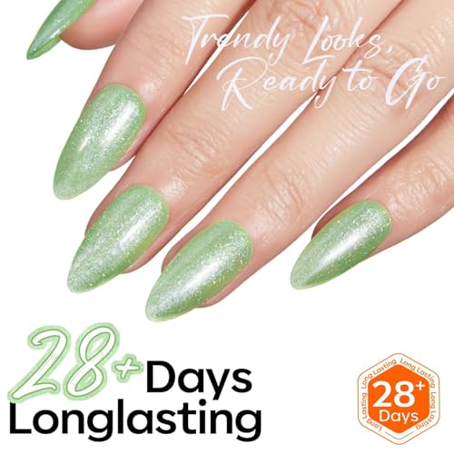 Image of modelones Glitter Green Nail Polish Grape Gel Nail Polish Soak-Off UV Gel Polish - 28+ Days Long-Lasting Salon-Quality Nail Art for st patricks day decorations DIY Manicure & Gift 15ML