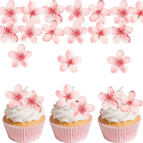 ALEGRE Decoración comestible para tartas, 60 unidades, flores de cerezo, decoración para tartas, flores rosas, decoración para tartas, decoración de cupcakes, decoración de cupcakes, decoración