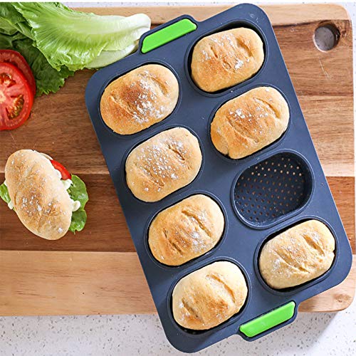 Joyeee French Bread Tray For Baking, Non Stick French Bread Baguette Mold, Mini Cake Baking Pan Mold, Baguette Loaf Baking Pan For Diy Breadstick Brownie And Bread Rolls With Crispy Crusts, Grey #TOP2