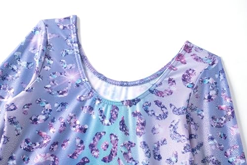 Zaclotre Gymnastics Leotards for Girls Long Sleeve Sparkly Dance Unitards Biketards with Tumbling Shorts