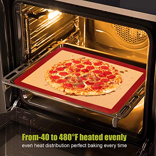 Silicone Baking Mats- FUBARBAR Non Stick Reusable Cookie Pan Sheet Macaron Mat Liner for Oven & Rolling, Perfect Bakeware Supplies For Bread Making Pastry Cake Brioche Pizza-BPA Free (2 PCS)