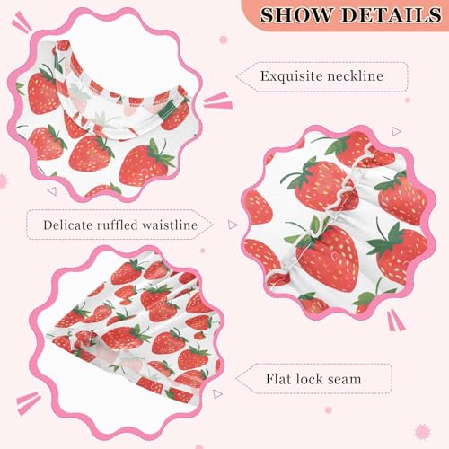 Girls and Toddlers'Sleeveless Red Strawberry Cartoon Print Summer Casual Dresses for Home Party Beach 2-8 Years3