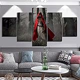 couvertine pour muret leroy merlin  ZHRMGHG Impression sur Toile 5 Pièces Les Femmes du Chaperon Perdues dans La Forêt Mur Art Photos pour Salon Toile Décor À La Maison 150×80Cm